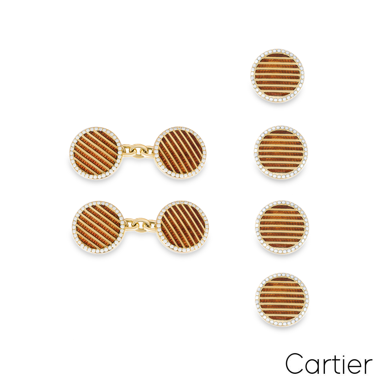 Cartier Yellow Gold Enamel Dress Set Rich Diamonds